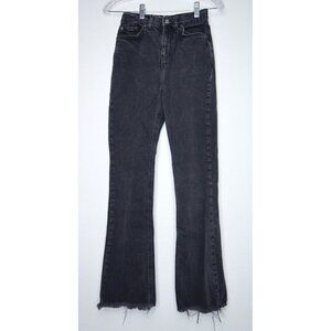 ASOS Denim Jeans Mom Cropped High Waist Tapered Raw Hem Black Women's Size 24